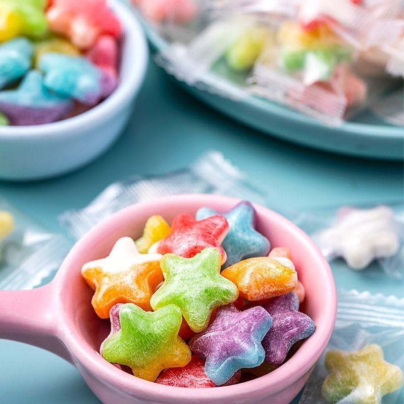 セイカオエン あめ ミルク味の星型キャンディ キャンディ ぶどう・いちご・パイナップル・白桃 個包装 おやつ 夏バテ防止 お祭り お配り用 大容量 (星型+ハート飴300g(約140個)) [並行輸入品]
