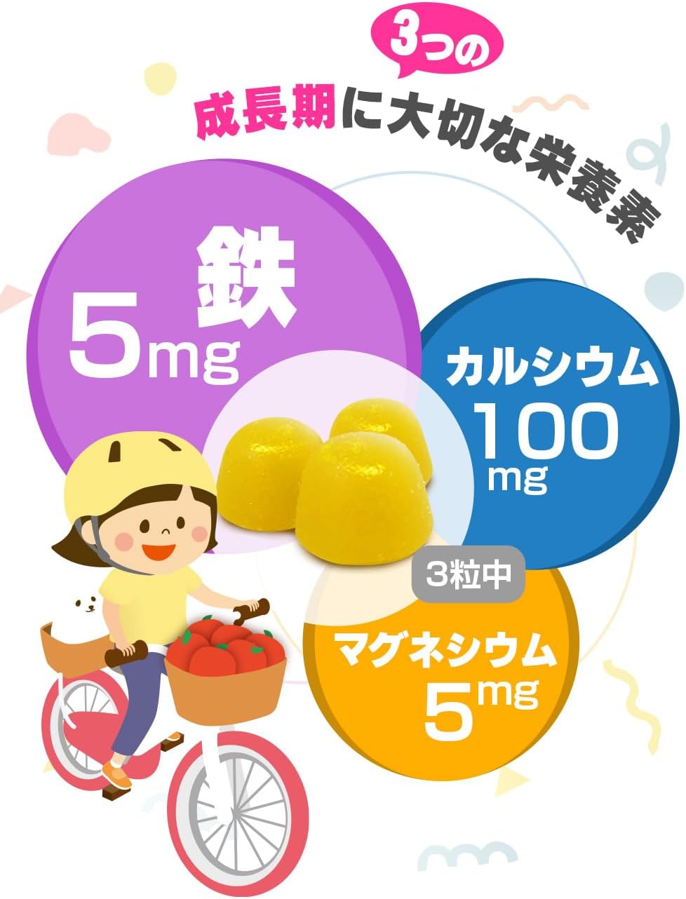 Coplina Gummy Supplement, Iron & Calcium, Apple Flavor, 60 Capsules, Set of 2, 40 Day Supply, Gummy, With Apple Juice, Gummies, Delicious Multivineral, Family, Children, Health, Supplement, Dietary Supplement, Safe Made in Japan