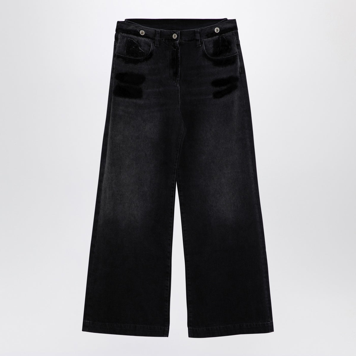 The Attico Wide Black Washed Denim Jeans - Image 4