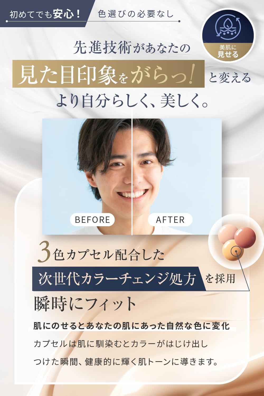 BB Cream, Color Change, Beautiful Skin, Blue Beard, Pores, Acne, Bears, Stains UV Light, Men's BB Cream, Foundation, Non-Chemical Protected UV (SPF50+ / PA++++), Sensitive Skin, Sunscreen