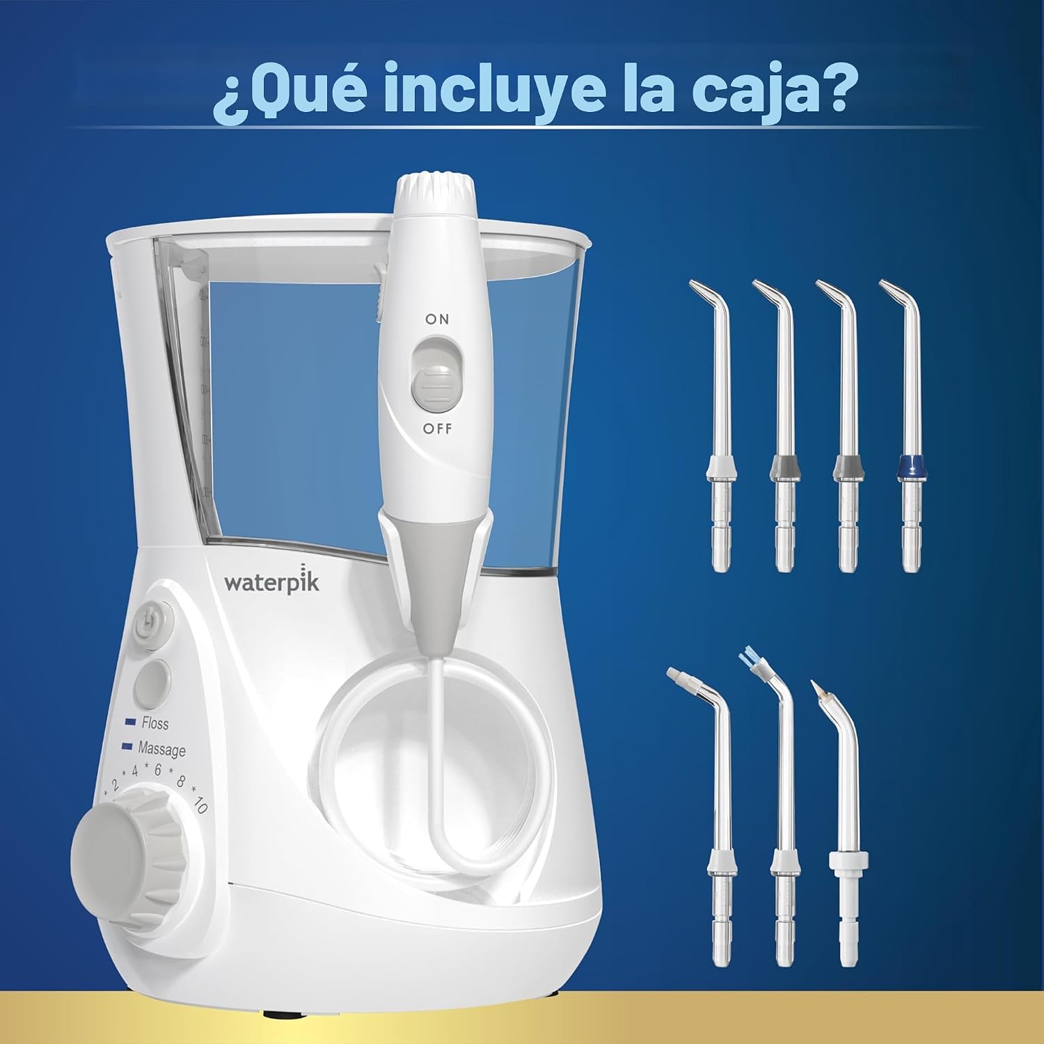 Waterpik Aquarius - Hilo dental de agua para limpieza de dientes, encías, brackets, cuidado dental, energía eléctrica con 10 configuraciones, 7 puntas para múltiples usuarios y necesidades, aceptado