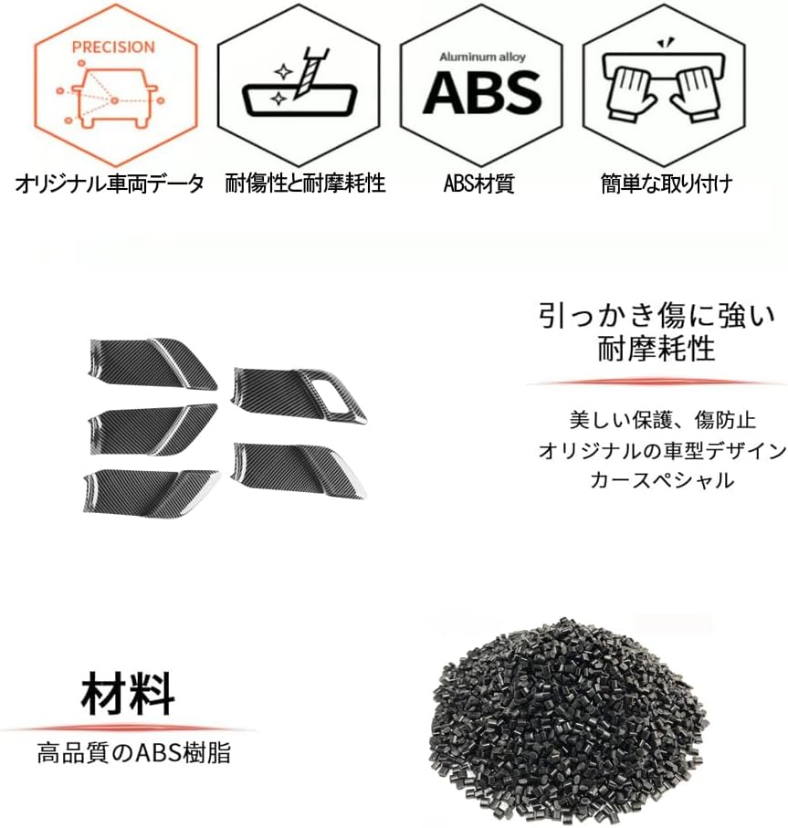 [GIKAKU] Toyota Prius 60 Series Exclusive Accessory Parts Inside Handle Panel Inner Door Bowl Cover PRIUS 60 Series Inner Door Handle Panel Interior Panel Dress Up Interior Parts Garnish (Carbon