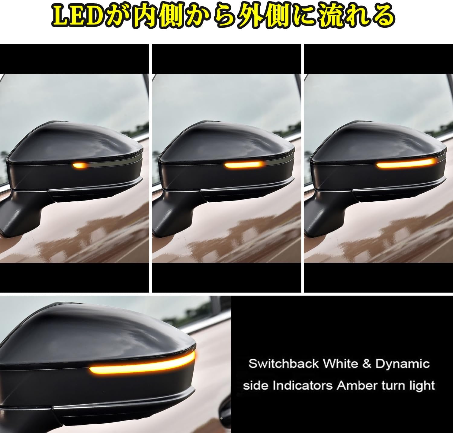 TOYOTA Flst-003 Toyota 60 Series Prius Sequential Door Mirror, LED Turn Signal, Side Mirror, Compatible with Vehicle Inspection, Flowing, Turn Signal, Switching Function, Easy Installation, Switching