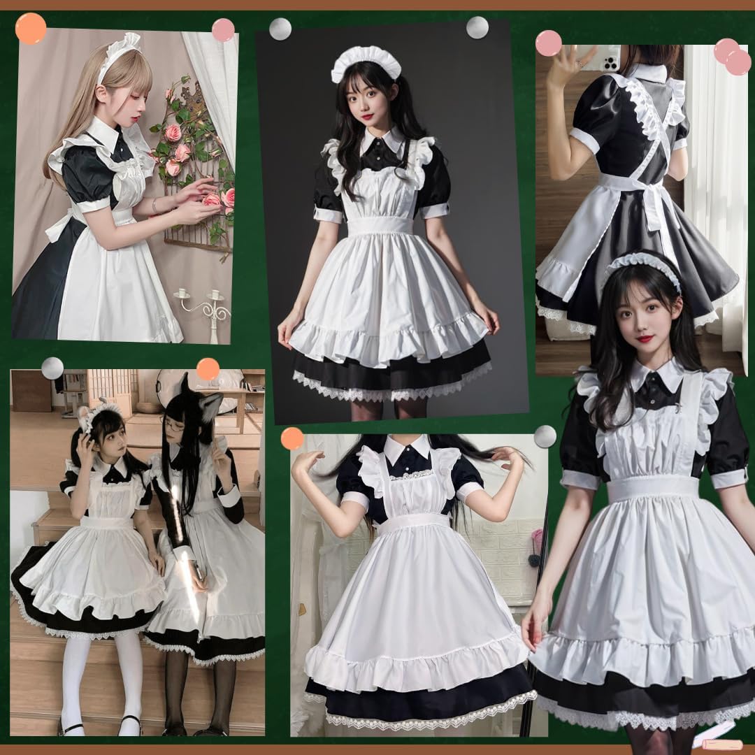 BeLoved Maid Clothes Full Set with Tights 【Size: S～5XL】 Little Devil Large Size Culture Festival School Festival Maid Cafe Event Adult Unisex Cute Present cosplay costume halloween outfit clothes