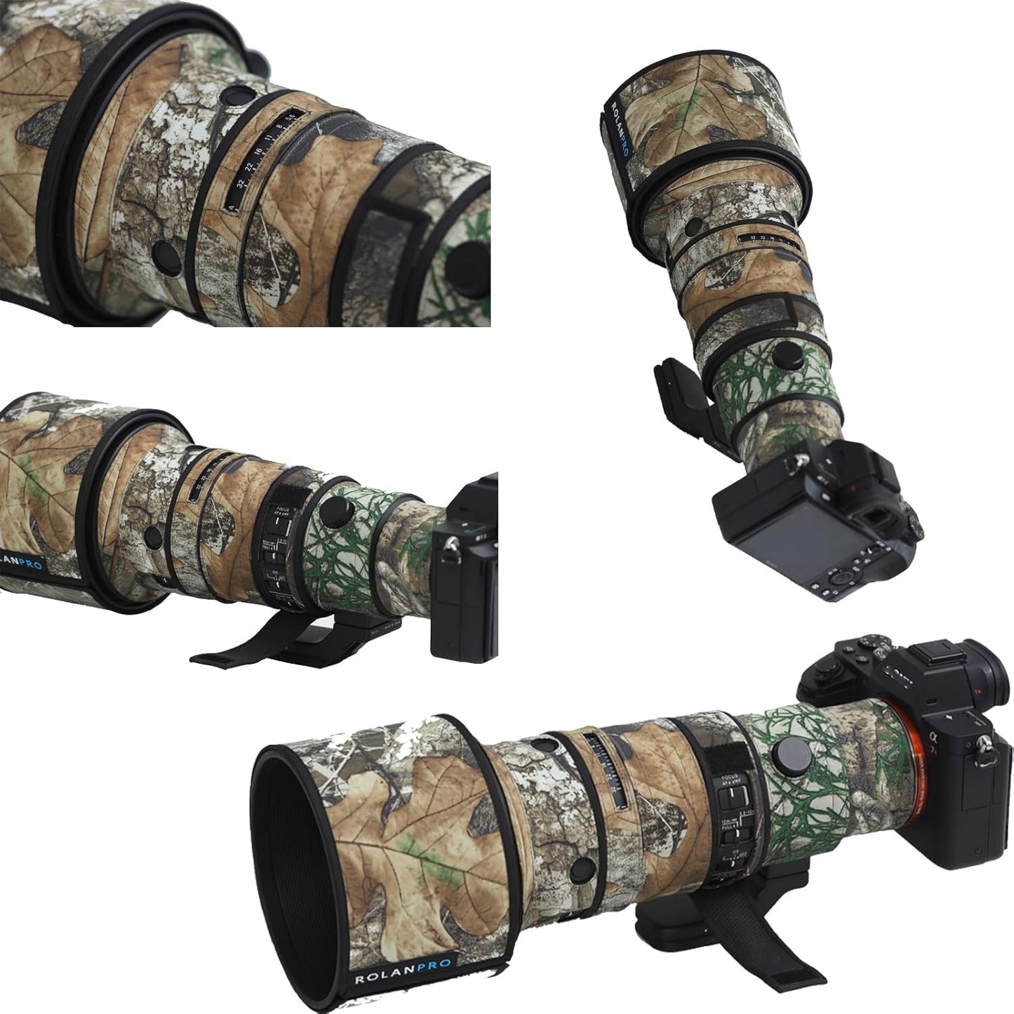 Rolanpro Lens Cover, Camouflage Coat for Sigma 500mm F/5.6 DG DN OS ROorts, Triple Layer Protection, dark black camo, Modern