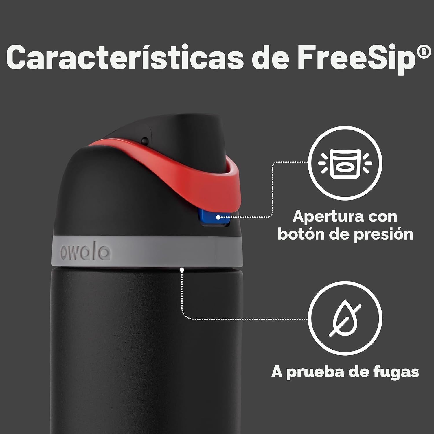 Owala Star Wars FreeSip - Botella de agua aislada de acero inoxidable con popote para deportes y viajes, sin BPA, 24 onzas, Darth Vader
