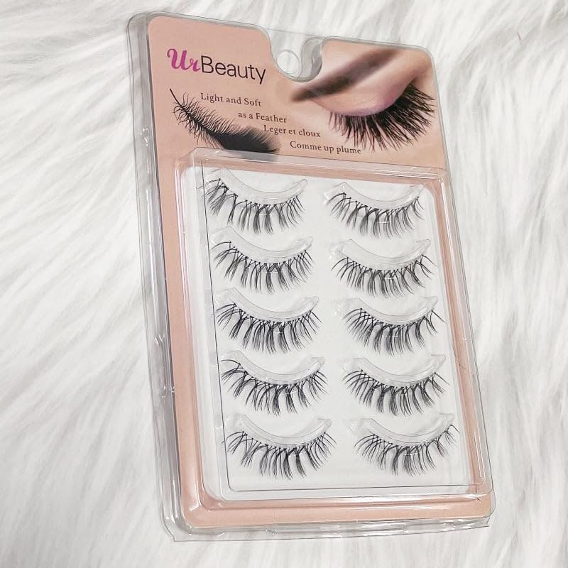 False Eyelashes, Set of 5, Popular, Handmade, Actress Eyelashes, Transparent Shank, Natural Finish, Popular, Everyday Makeup, Cosplay