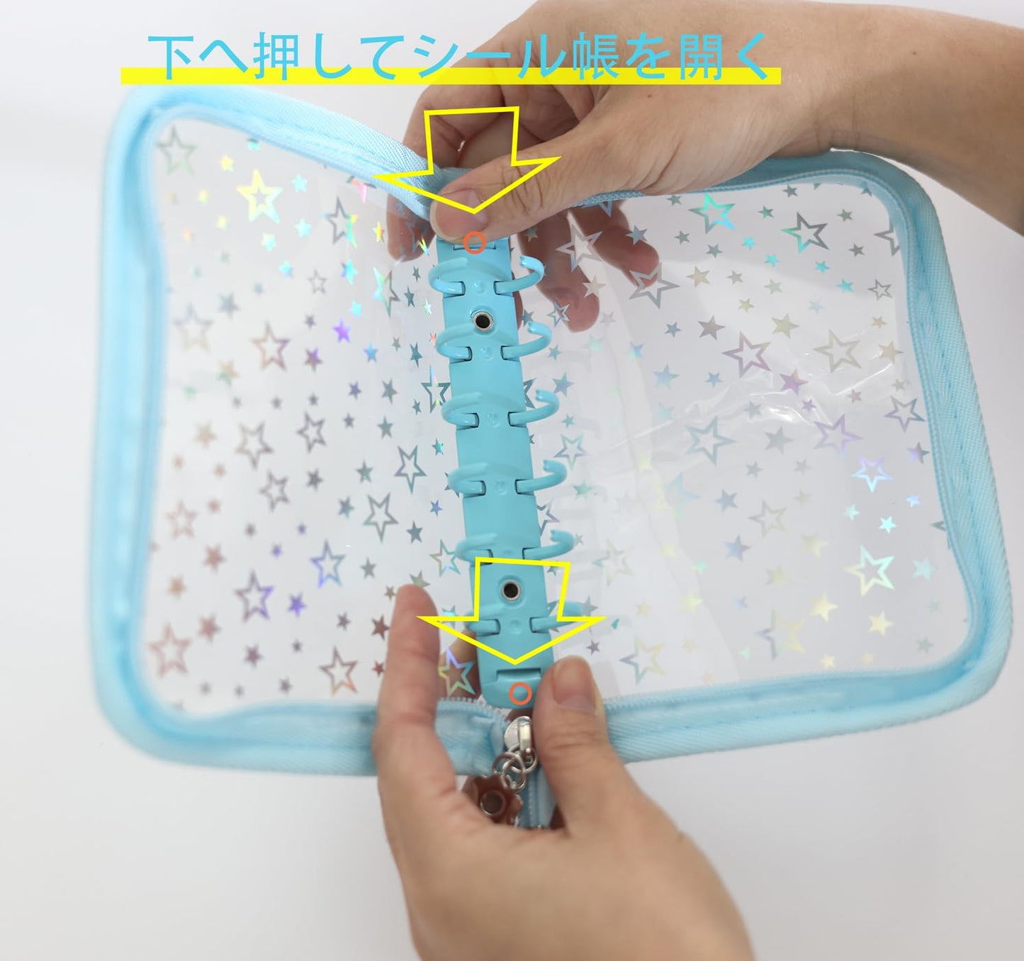 Binder Sealing Book, Seal Storage, A7, 6 Holes, Binder Card Protection, 10 Transparent Sleeves, Lightweight, Dustproof, Sticker Storage, Photo Storage, Star Pattern, Transparent Sticker Pad