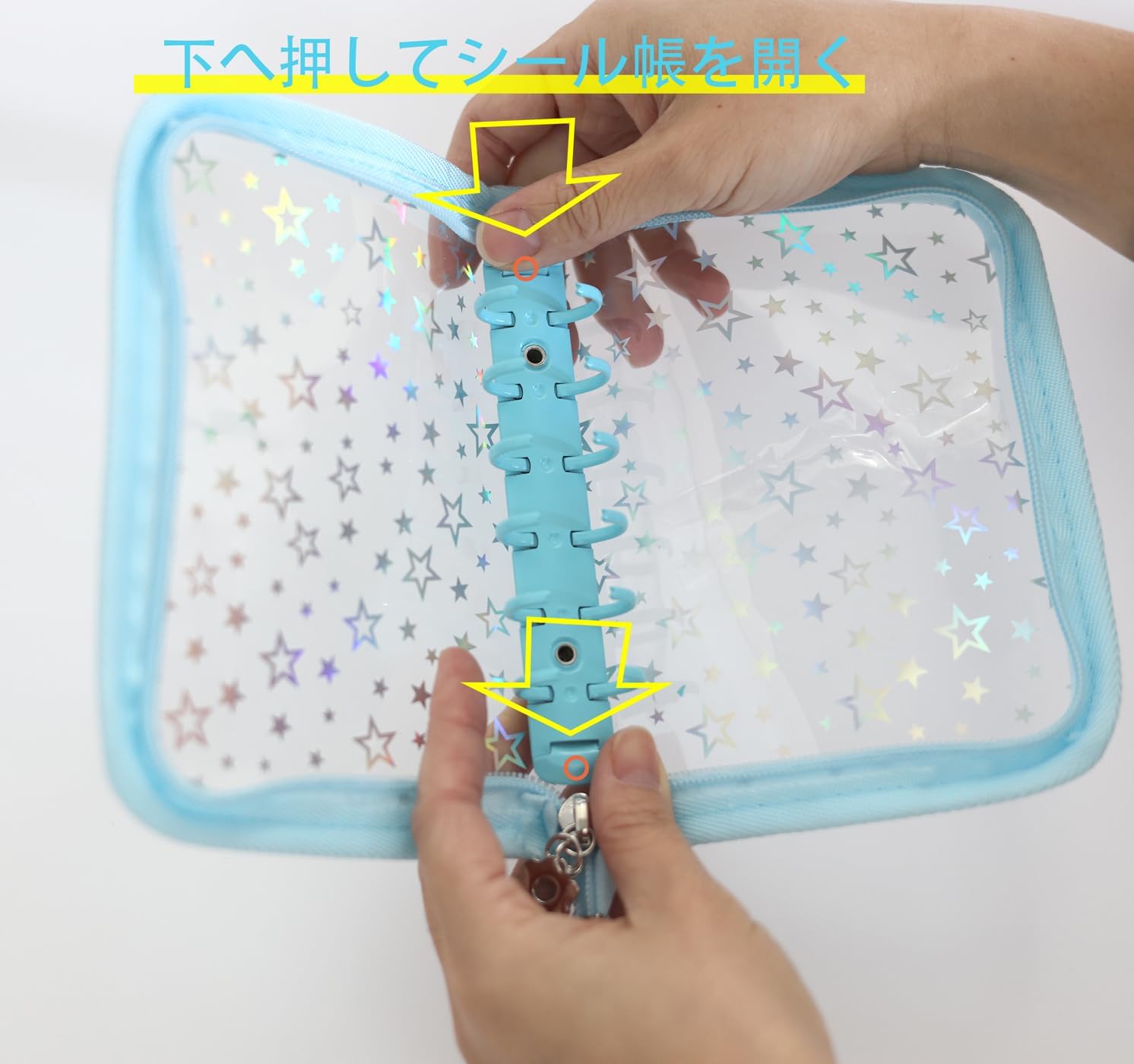 Binder Sealing Book, Seal Storage, A7, 6 Holes, Binder Card Protection, 10 Transparent Sleeves, Lightweight, Dustproof, Sticker Storage, Photo Storage, Star Pattern, Transparent Sticker Pad