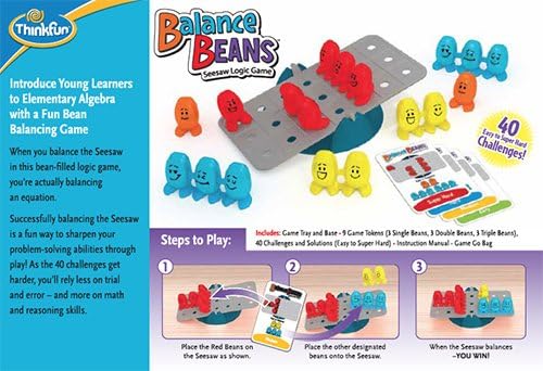 ThinkFun Game "Balance Beans" 1140, Suitable for Ages 5 and Up [Develops Mathematical Thinking Skills, Educational Math Game, Gift (Birthday/Christmas)]