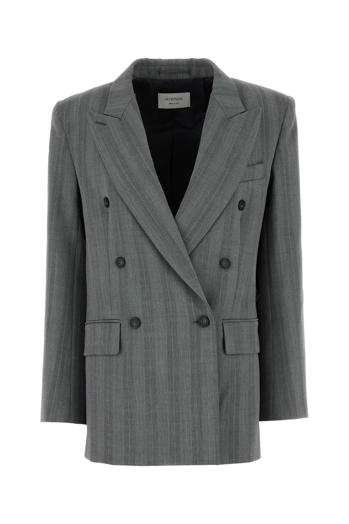 Sportmax SportMax刺繍ストレッチウールブレンドMerlot Blazer - Image 4