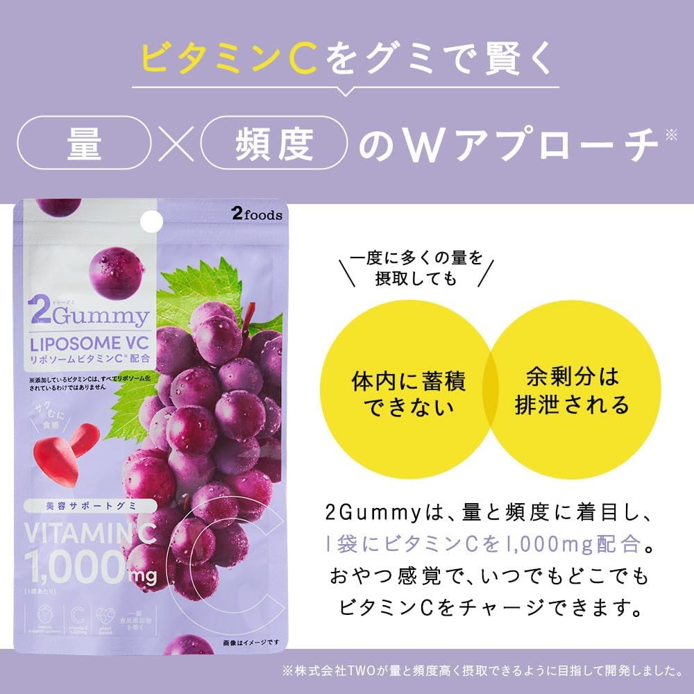2Gummy LIPOSOME VC Gummies Liposome Vitamin C Vitamin C 1,000mg (Gummy Supplement Beauty Snack Liposome Pectin Grape Beauty Gummies) (6)