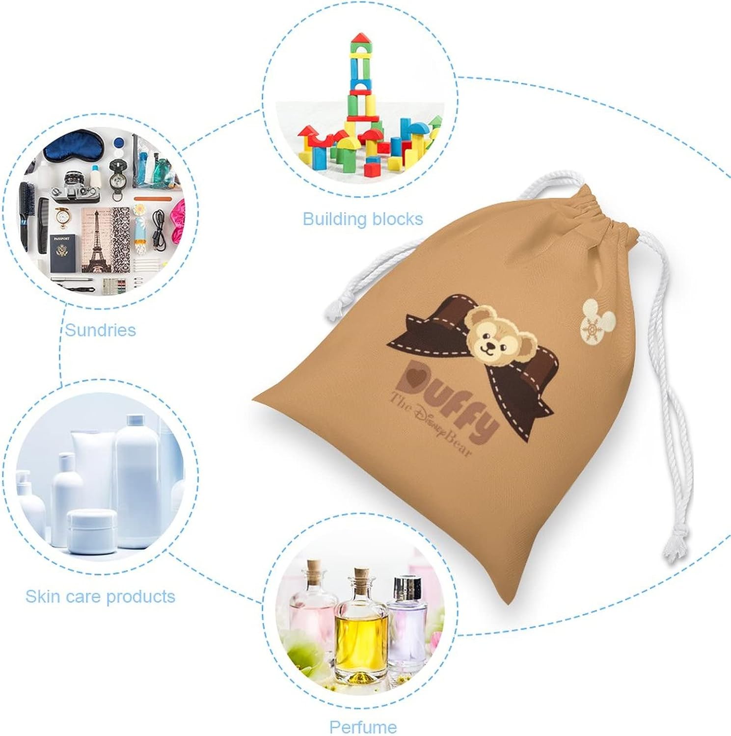 Duffy Drawstring Bag, Lunch Bag, Storage Bag, 7.9 x 9.8 inches (20 x 25 cm), Travel Pouch, Cup Bag, Storage, Children, Lunch Box, Moiiss, Nursery School, Boys, Girls, Anime, Characters, Stylish, Cute