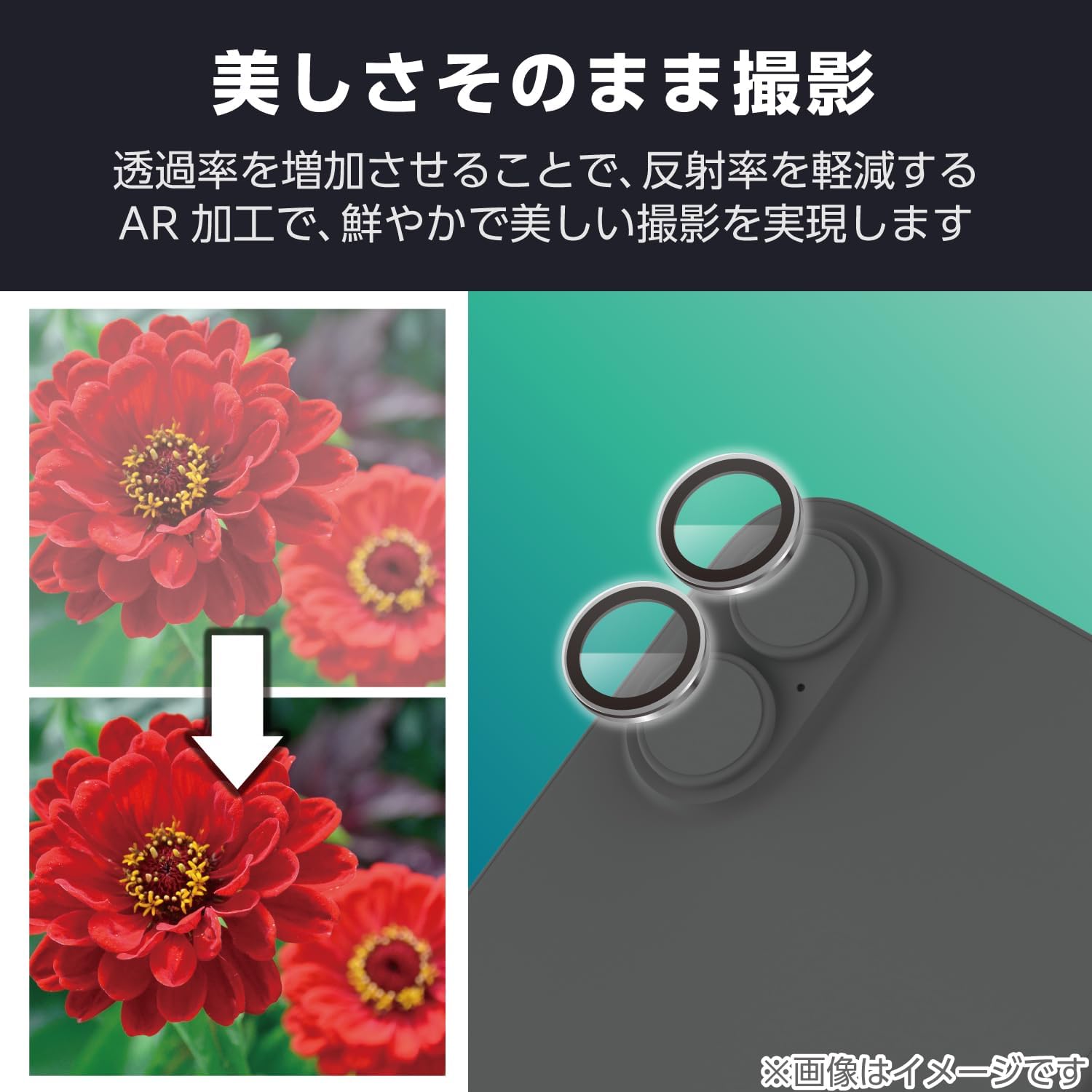 Elecom PM-A25AFLLGSV iPhone 17 Camera Film, Tempered Glass, 10H Hardness, Aluminum Alloy, Black Edge, Prevents Fingerprints, Bubbles, Includes Installation Tools, Silver