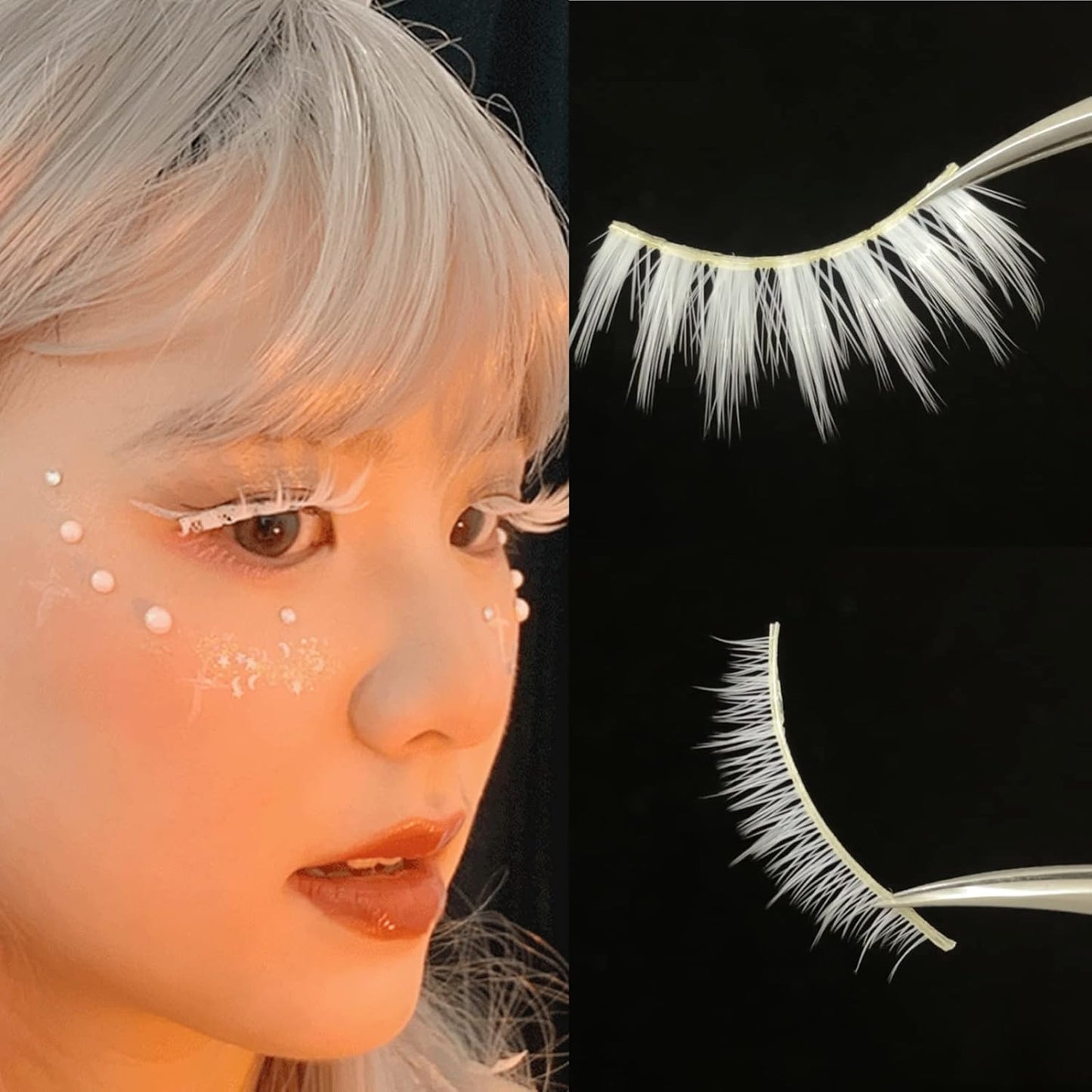 False Eyelashes (3 Pairs) 3D Natural False Eyelashes Top Eyelashes, Popular, Soft Core White, High Quality Fiber, Lifestyle Makeup, Cosplay Makeup, Part, Beginners, Long Lasting, Women's,