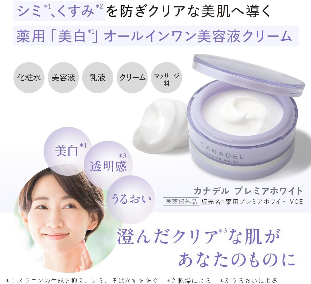 CANADEL Medicated Premium White All-in-One 2.0 oz (58 g) + 0.4 oz (10 g) Official Store Limited Set, Beauty Essence, Whitening, Tranexamic Acid, Melanin, Inhibitors, Stains Quasi-Drug, Kanadel