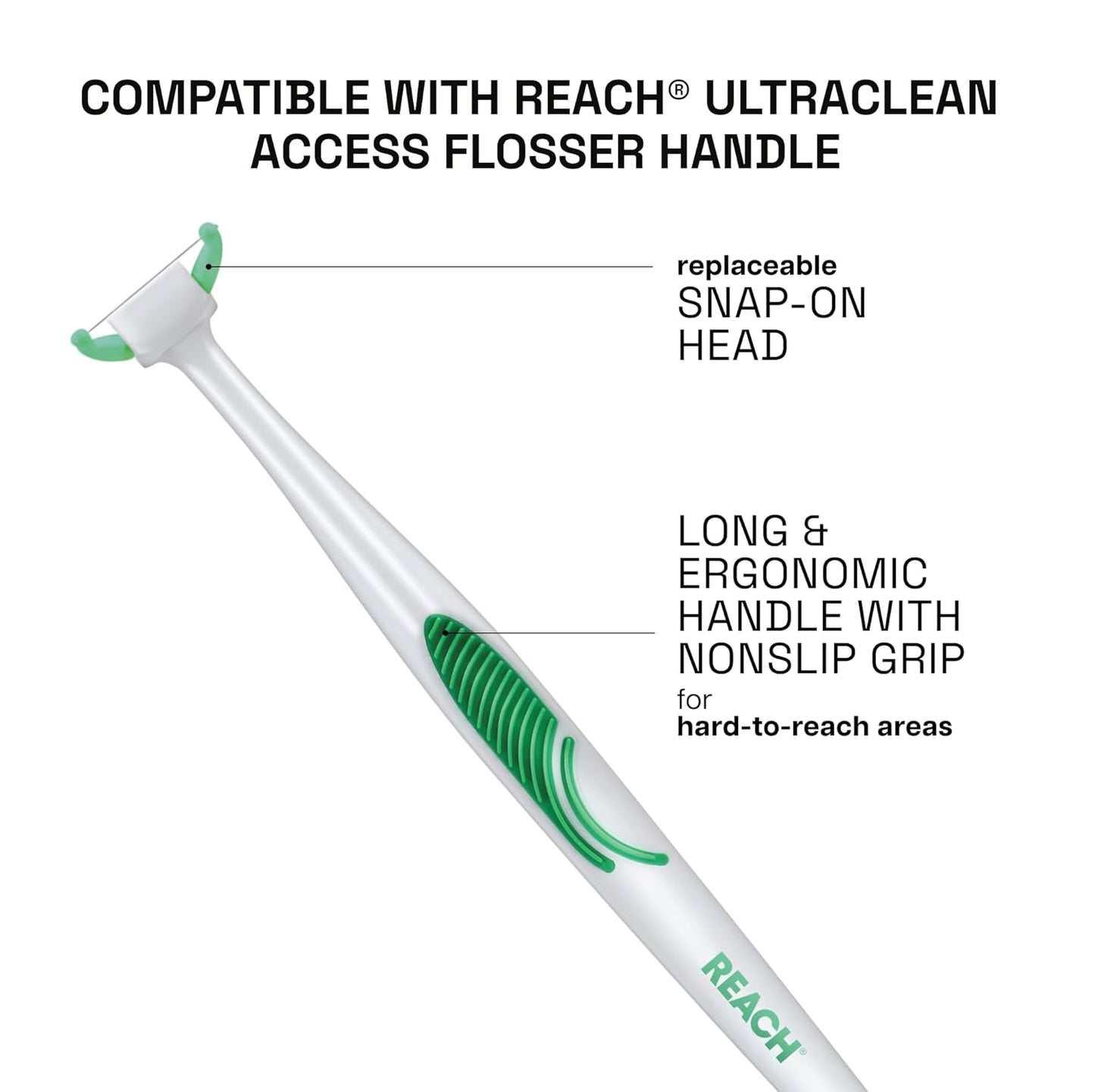 Cabezales de recambio para hilo dental Reach Ultraclean Access, menta, removedor de placa para dientes, resistente a los desgarros, para áreas de difícil acceso, cuidado bucal, sin PFAS, para adultos