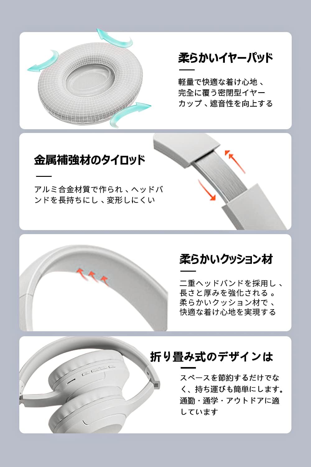 Picun Wireless Headphones, Over-Ear Headphones Upgraded Version Bluetooth V5.3 HiFi Stereo Closed-Back Heavy Bass No Latency Lightweight Foldable 40mm HD Driver Unit 50H Playback/Talking Noise