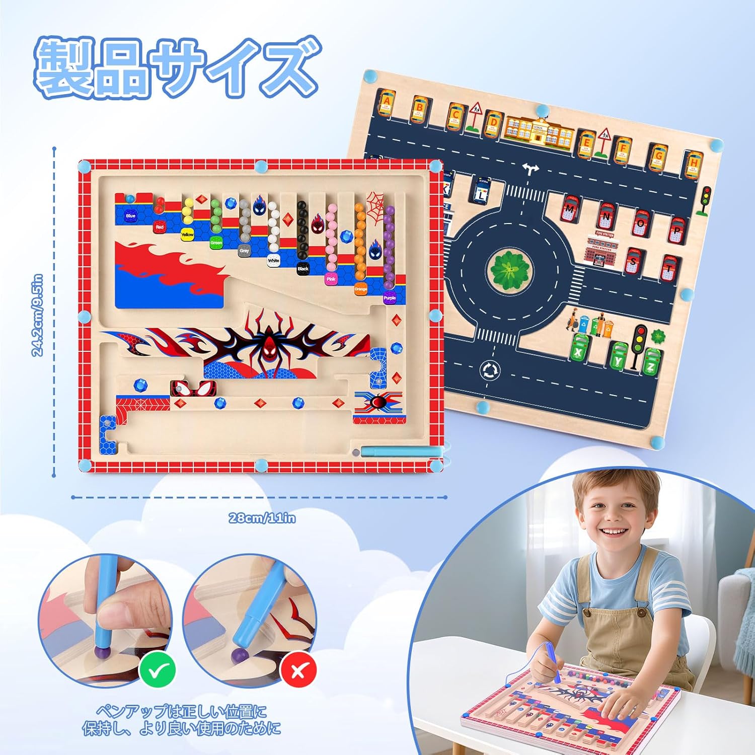 Montessori Magnetic Toy 2in1 Magnetic Color and Number Maze Educational Toy Wooden Board for Early Learning for Kindergarten Activities and Busy Play Magnetic Toy