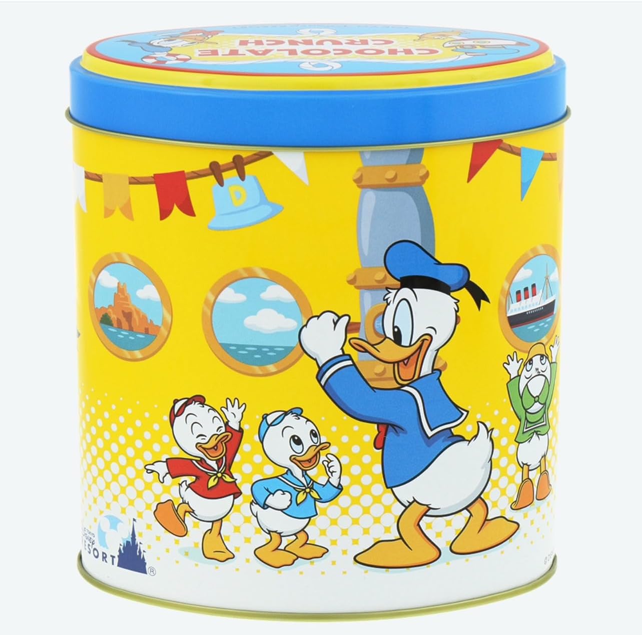 【Tokyo Disney Resort Exclusive】Donald Duck Canned Chocolate Crunch Mickey & Friends Milk Chocolate TDR Tokyo Disney Resort Popular Snacks Souvenirs Disney Goods Gift (1 piece)