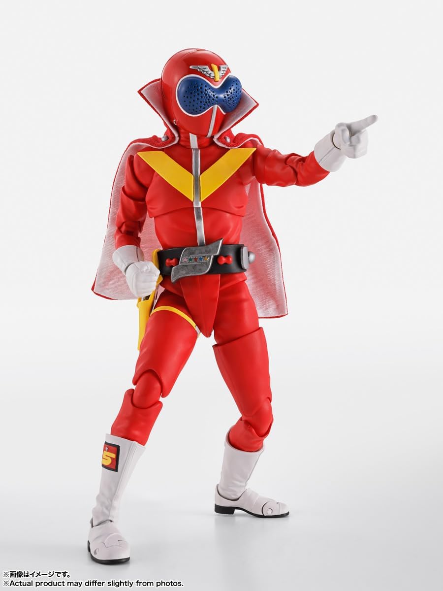 TAMASHII NATIONS S.H. Figuarts (True Bone Carving Process), Secret Sentai Goranger, Akaranger, Super Sentai 50th Anniversary Version, Approx. 5.7 inches (145 mm), PVC & ABS & Fabric, Painted Action