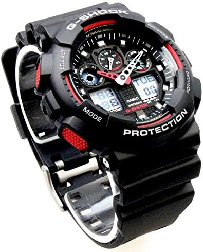 Police Self-Defense Force G-SHOCK Military 20ATM Waterproof Ana-Digi Plastic or Cross Strap Watch for Men (GA-100-1A4 GA-100MC-3A) (GA-100-1A4 (Black Plastic Belt)