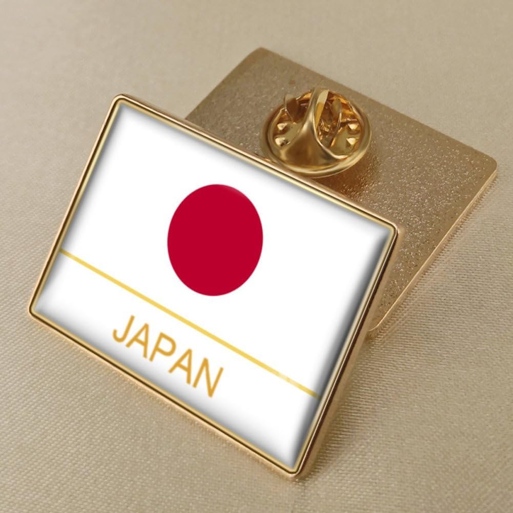 Hifeoos Japanese Flag Brooch Novelty Rectangle Japanese Flag Brooch Crystal Pin Lapel Pin Badge Metal Clothing Hat Bag Jewelry Accessories 32*23mm