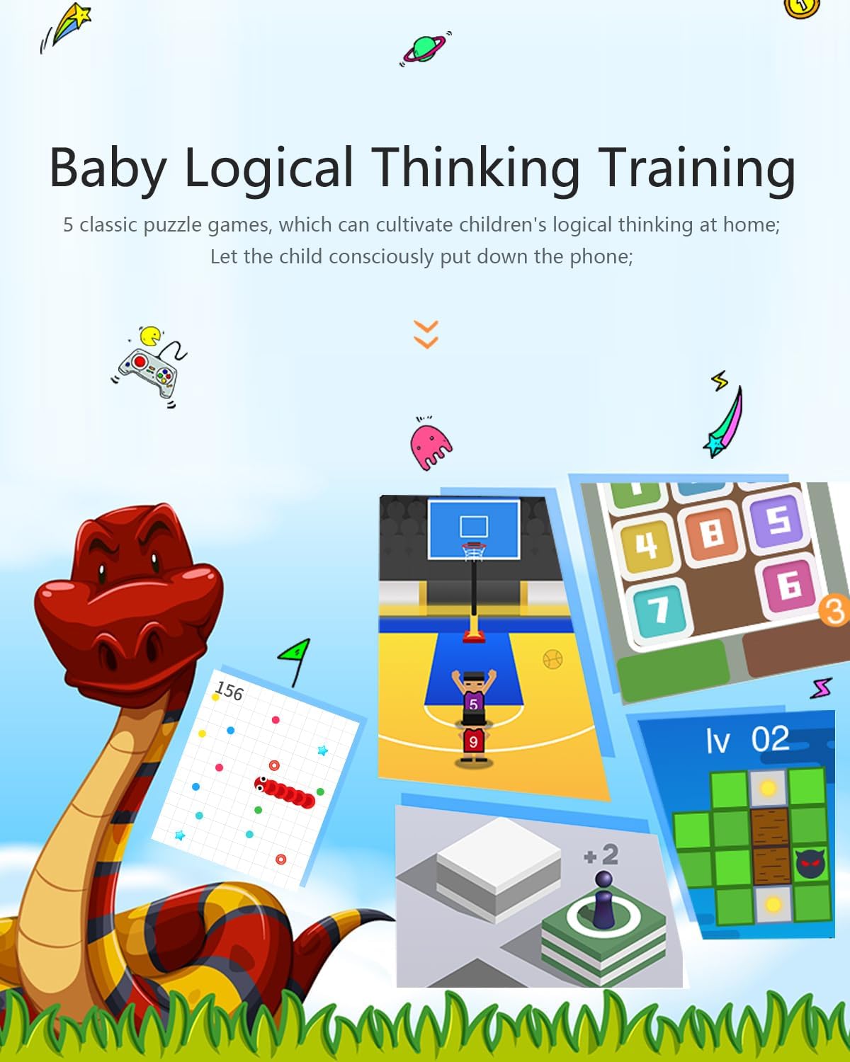 Kids Smart Watch Girls Boys Children Fitness Tracker Watch Kids Smart Watch 1.54 Inch DIY Dial 20 Sports Modes Gaming Pedometer IP68 Waterproof Multilingual Multi-language Multi-Function with Japanese