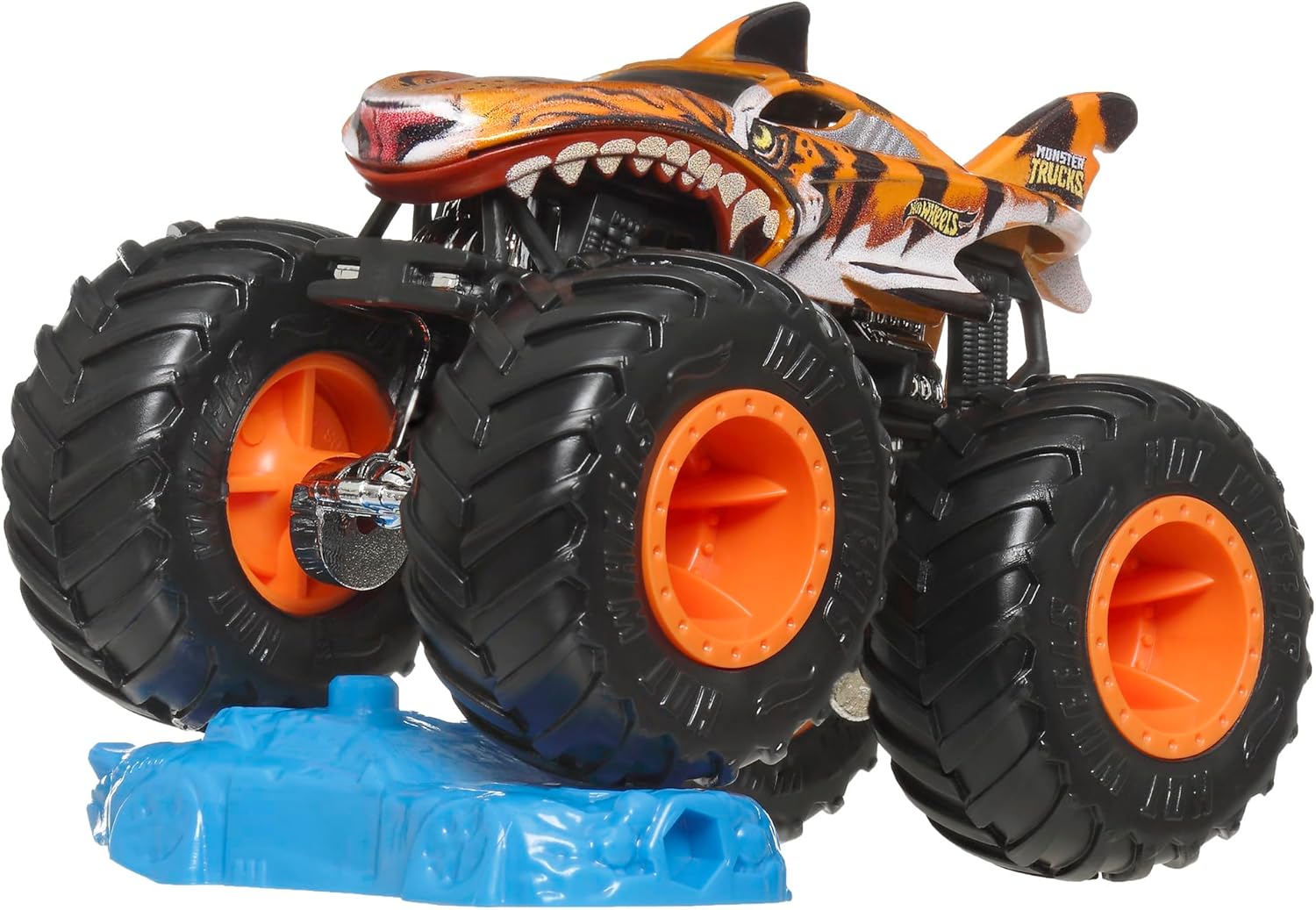 Hot Wheels Monster Truck 1:64 Tiger Shark Ride-On Toy Mini Car, Ages 3 and Up, Orange JGR02