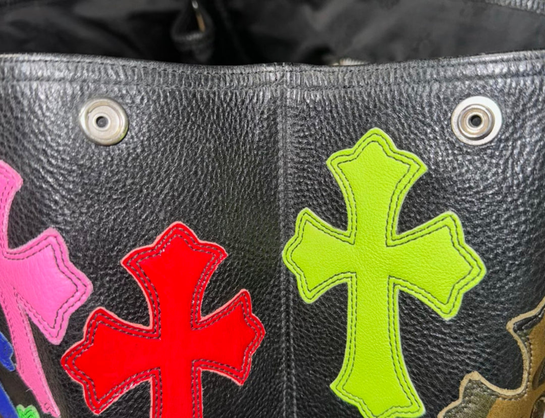 CHROME HEARTS 'MULTICOLOR PATCH' LEATHER TOTE BAG