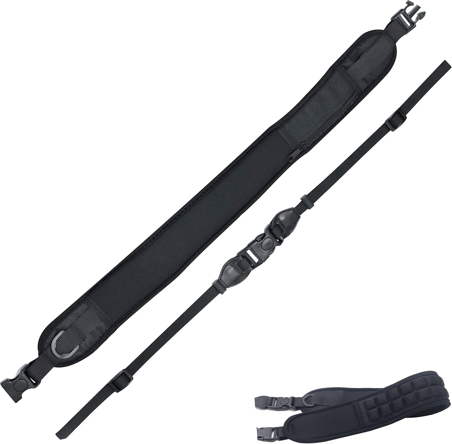 [La Tonsai] Camera Neck Strap, Elastic Air Cushion, Shoulder Strap, Shoulder Strap, Shoulder Pad, Quick Shooting, Tripod, Attachable, Removable, Buckle, Quick Release, Breakaway (BLACK), Black