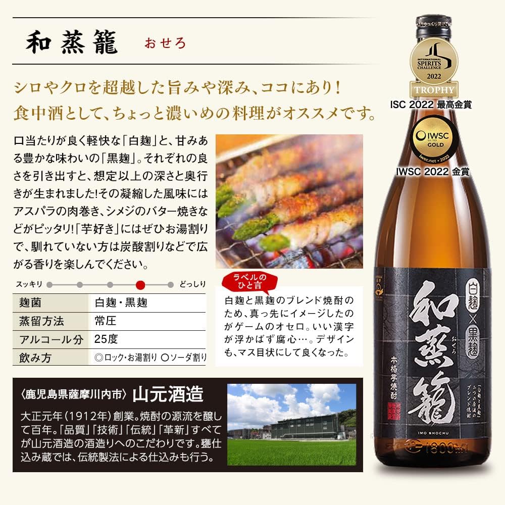 Belluna Gourmet Shochu Drink Comparison Set (Satsuma Gokura / 1,800 ml (60.9 fl oz) x 5 Bottles), Sweet Potato Shochu, Assorted, Alcohol, Celebration, Souvenir, Gift, Present, Mother's Day, Father's