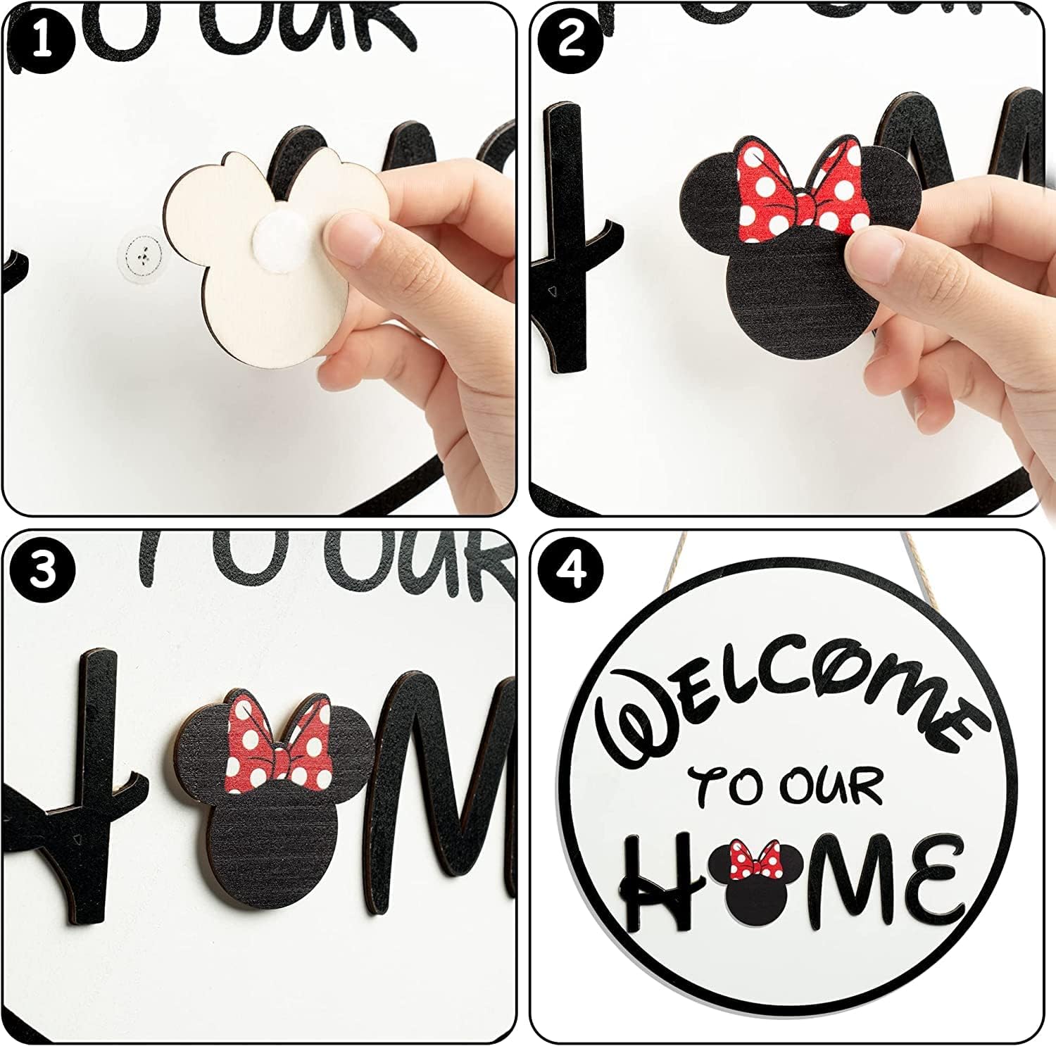 SUPYFD Letrero de bienvenida de temporada intercambiable con diseño de ratón para puerta delantera, 19 piezas con piezas intercambiables para decoración de casa de campo, pared, porche y inauguración de la casa