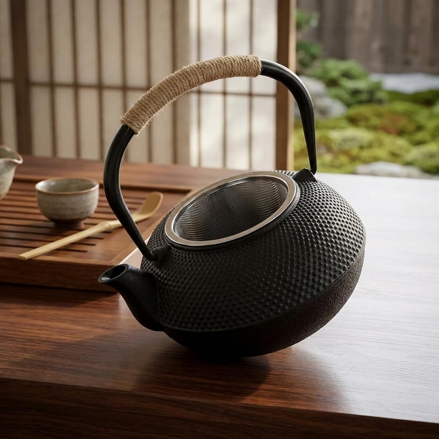 鉄瓶 急須 やかん・ケトル 誘導加熱式・直火対応 茶こし付き 鉄分補給 おしゃれ 伝統工芸品 贈り物（誕生日・結婚・新築・クリスマス） 家庭用・業務用 容量1200ミリリットル 直火可 (1200ML,A)