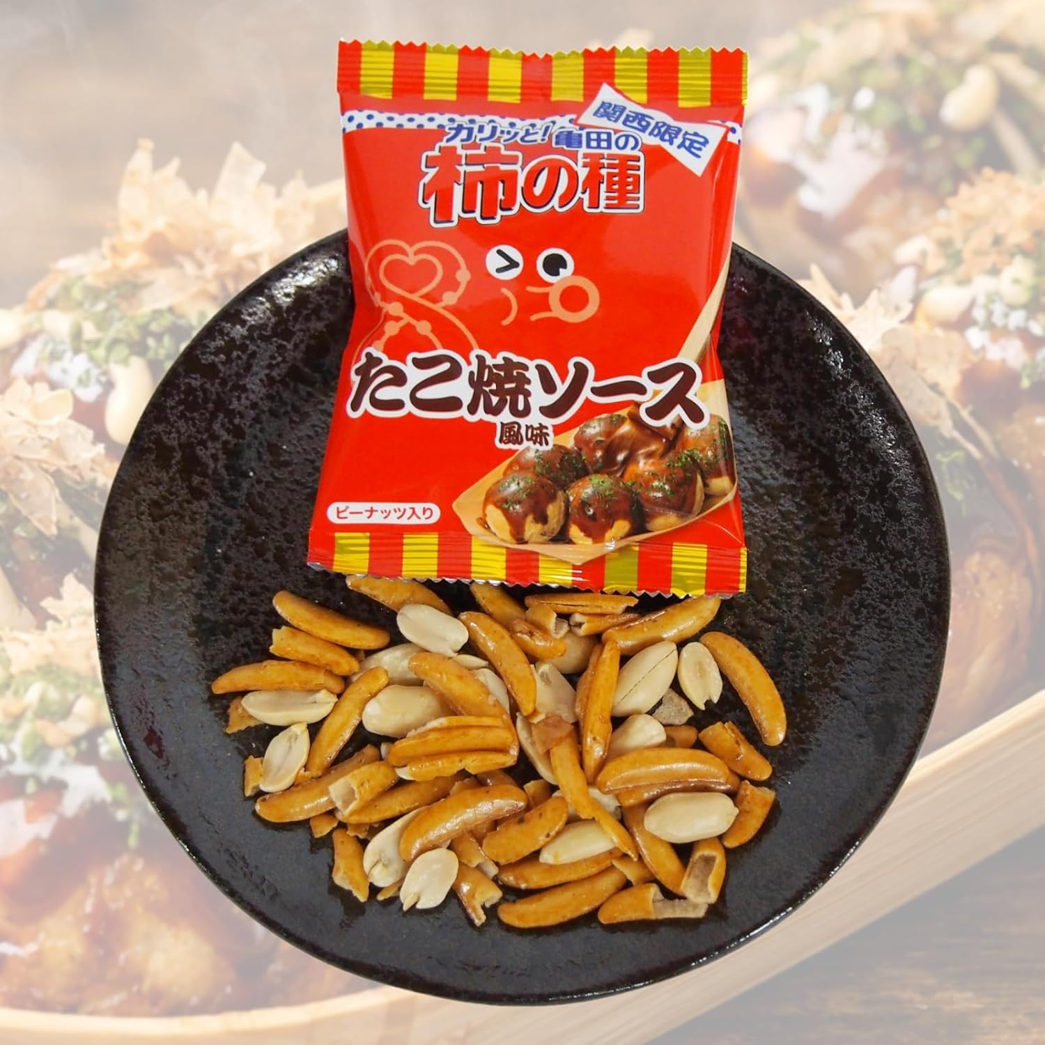 Kameda's Persimmon Seeds, Takoyaki Sauce Flavor, 6 Bags, 3.8 oz (108 g), Local Souvenir, Hyogo
