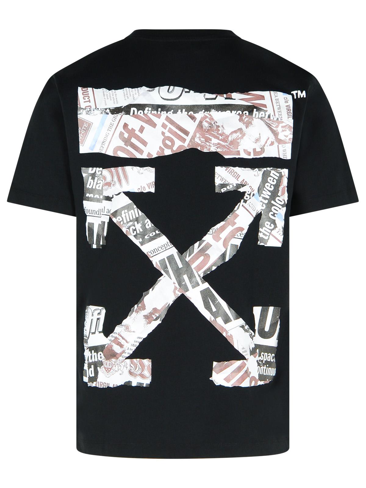 Off Off White 'Newspaper Arrow' Black Cotton T Shirt - Image 4