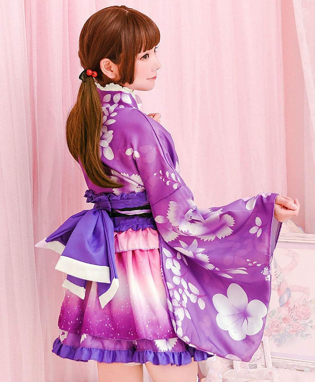 Milky Time Yukata, Japanese Style, Miniskirt, Cute, Cosplay, Halloween Costume Set, Summer Festival, Oiran (Purple)