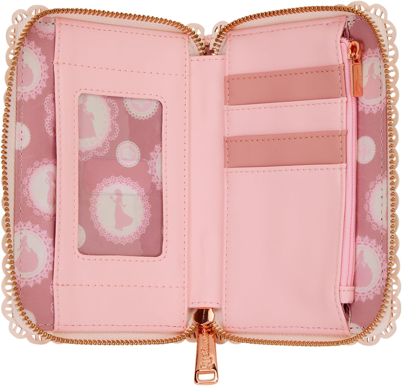 Loungefly Disney Princess - Cartera con cremallera alrededor de vidrieras