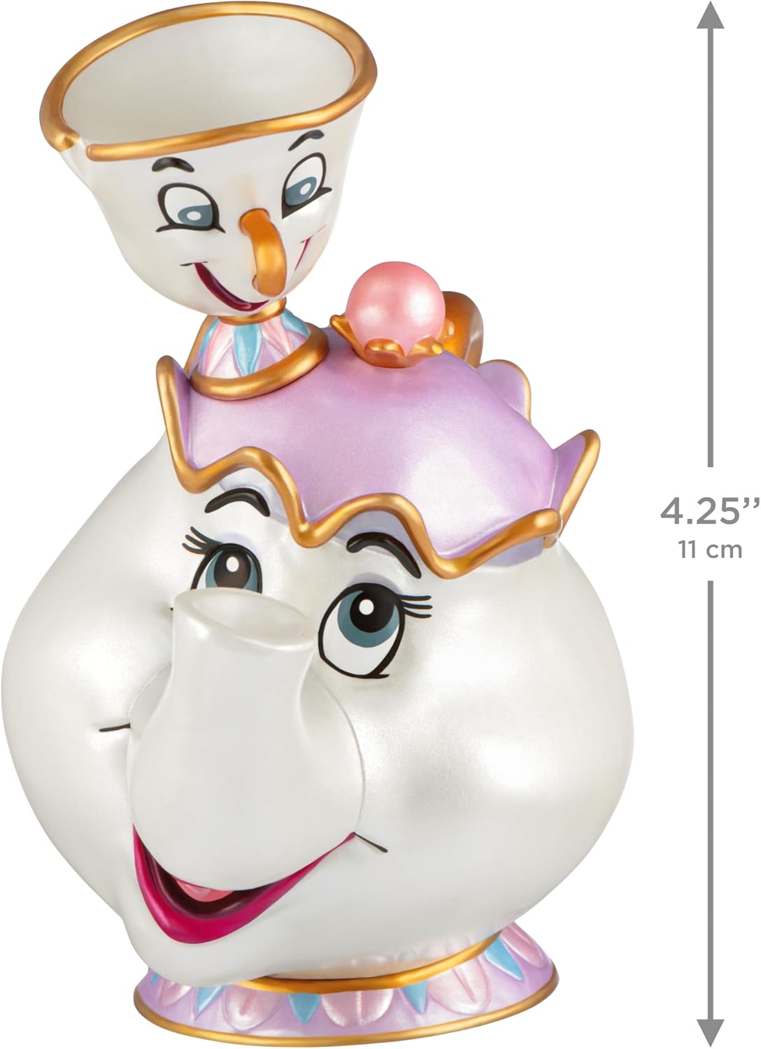 Hallmark Keepsake Adorno de Navidad 2026, La Bella y la Bestia de Disney, 35 aniversario, Mrs. Potts y Chip, regalos para fanáticos de Disney
