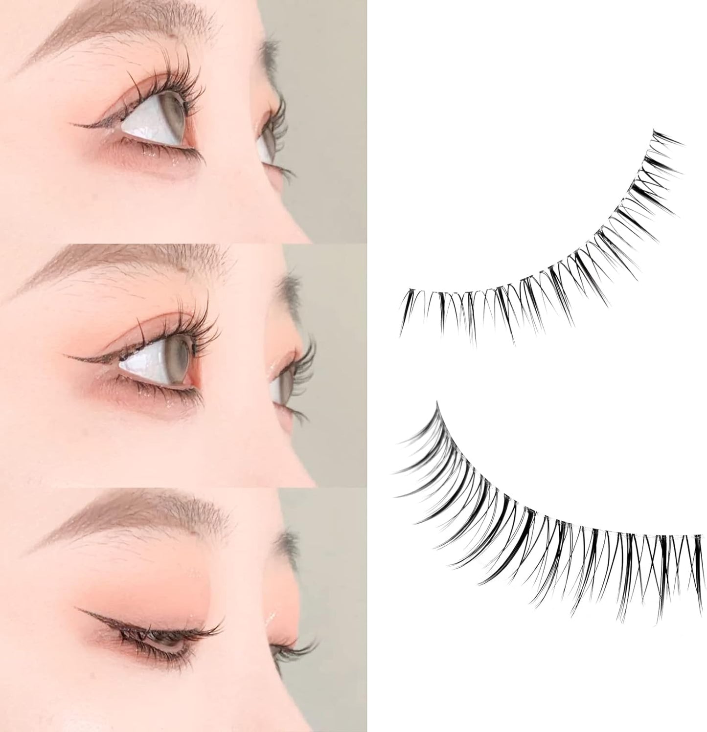 Lashidol False Eyelashes, Natural, Transparent Base, Handmade, DIY at Home, For Daily Makeup, 5 Pairs (Sweet Idol)