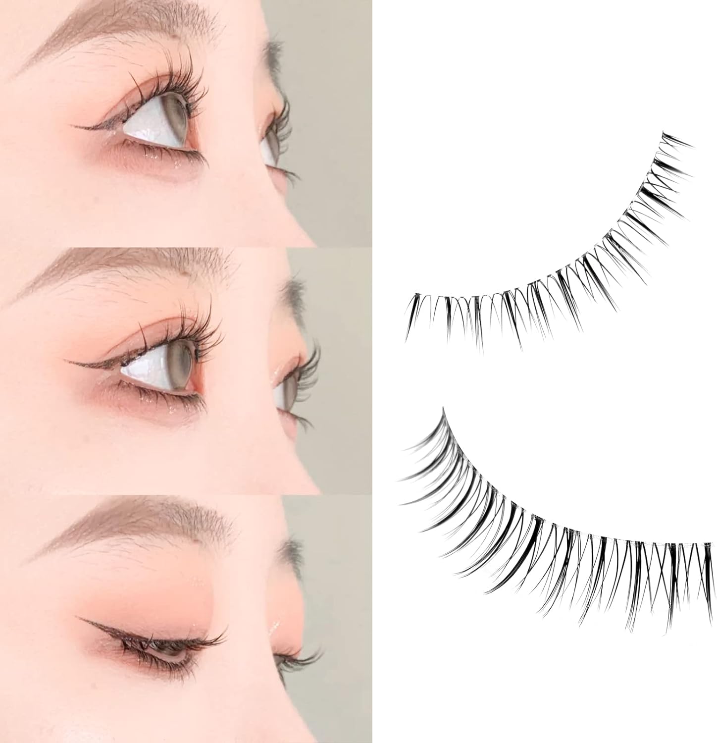 Lashidol False Eyelashes, Natural, Transparent Base, Handmade, DIY at Home, For Daily Makeup, 5 Pairs (Sweet Idol)