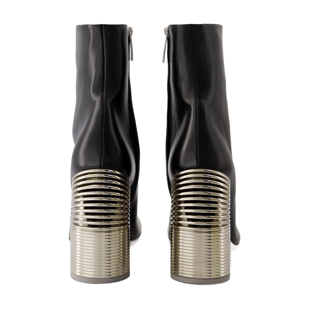 Off Silver Spring Ankle Boots Off White Leather Black/ Silver - Image 4