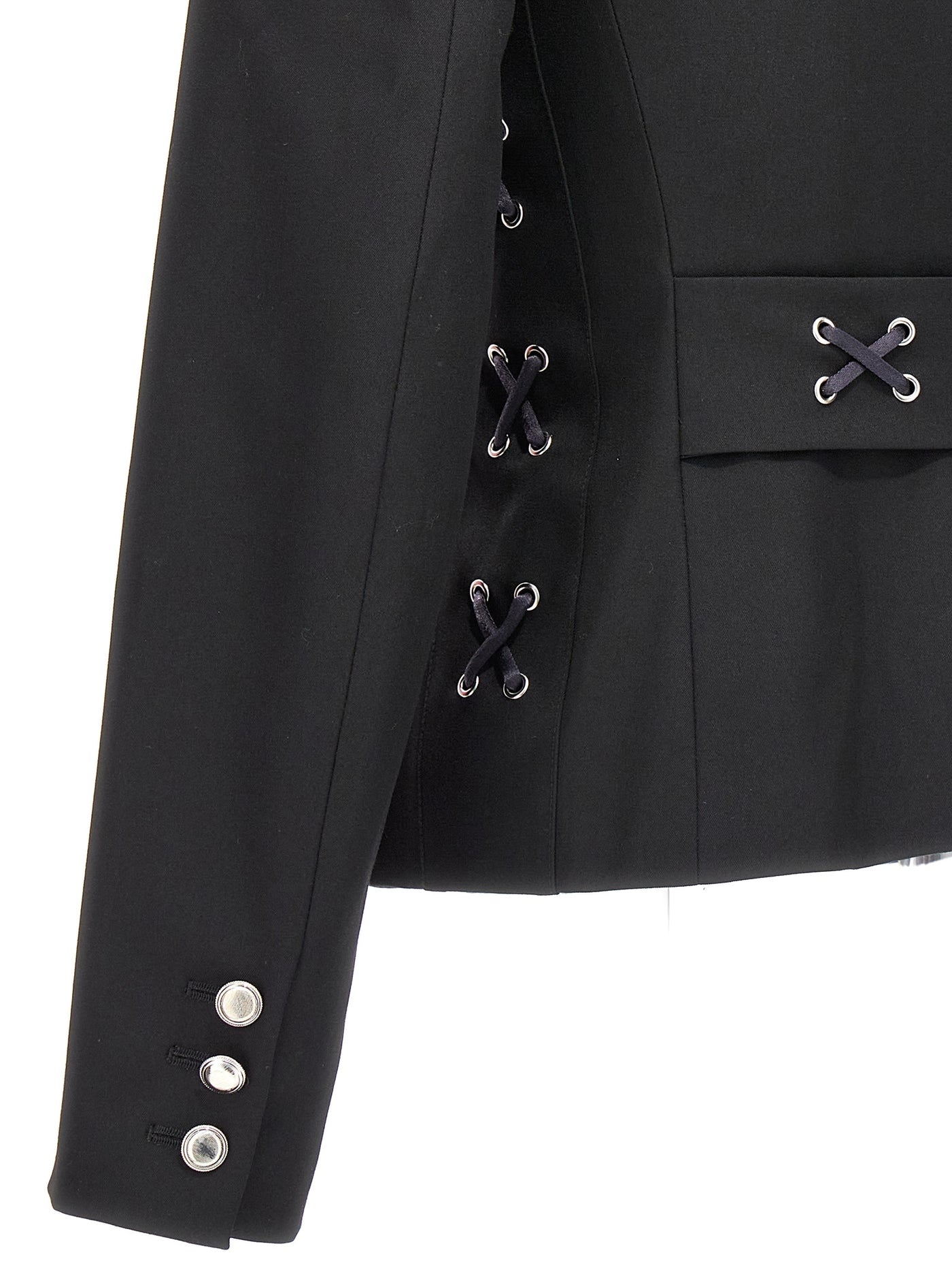 Alessandra Rich アレッサンドラリッチシングルブレースレースアップブレザージャケット - Image 4