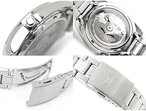 Father's Day Gift Automatic SEIKO Five Automatic Metal Strap Watch Back Skeleton for Men (SNKL53K1 SNKL55K1) (SNKL55K1 (Black))