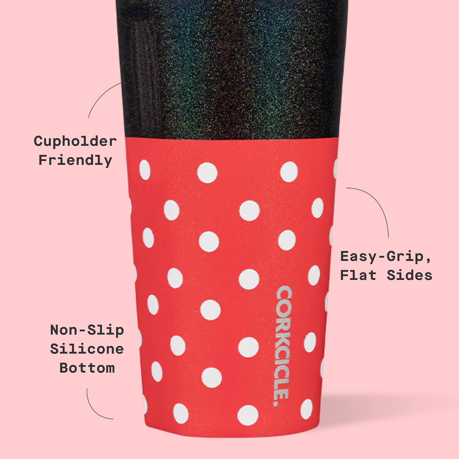 Corkcicle Vaso de Disney – Acero inoxidable con triple aislamiento – Mantiene las bebidas frías 9 horas – Tapa a prueba de derrames y reutilizable – Regalo de vasos de verano – Mantiene las bebidas