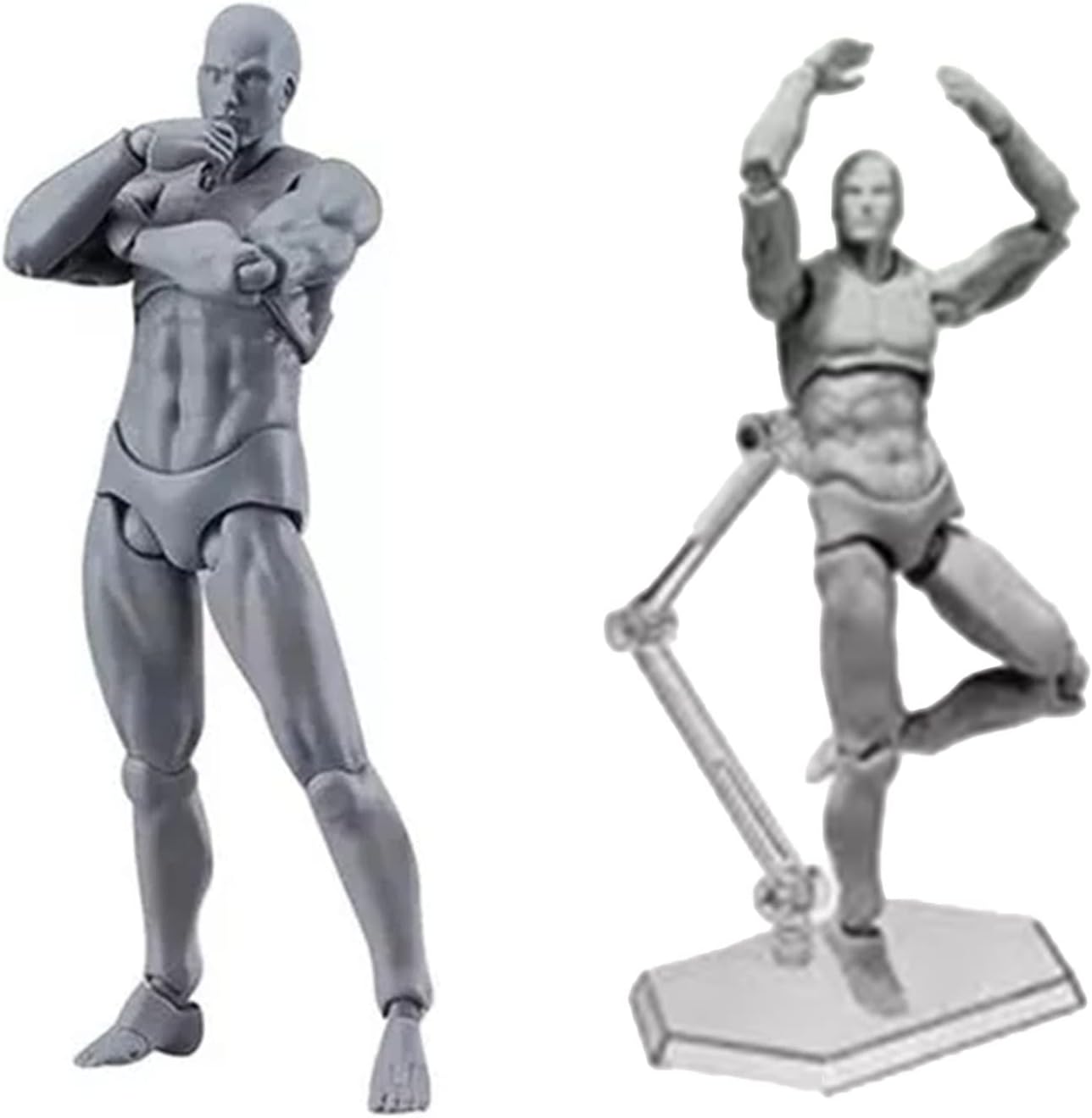 Figma Youth 2.0 Action Figure Model, Silver Grey Skin Tone, Articulated Joints, Adult Desk Toy, Grey and Orange Skin Color (Men #13)