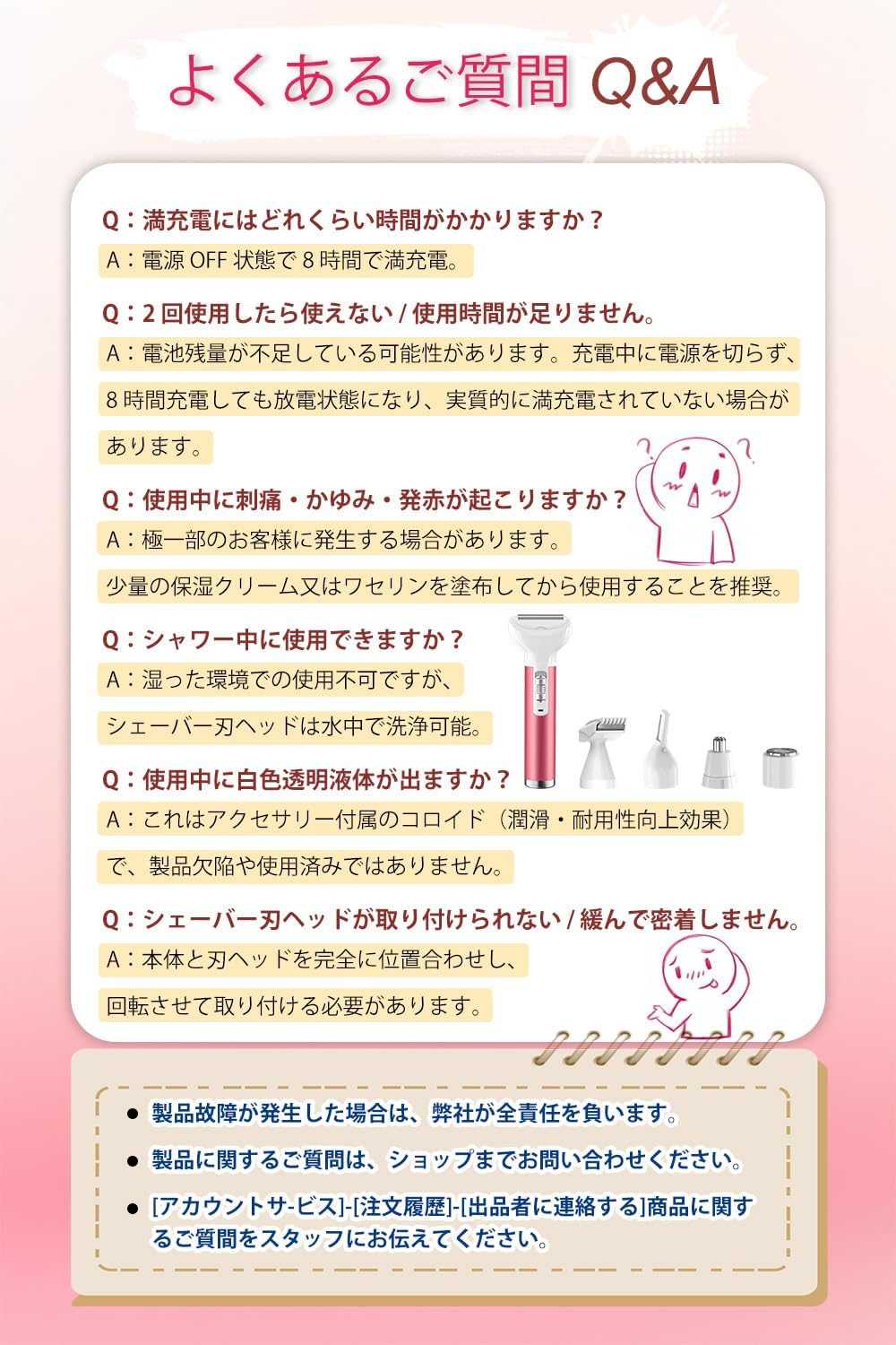 【Recommended by Professional Hair Removal Staff】Electric Shaver for Women, Ladies VIO Dedicated, USB Rechargeable, 5-in-1, Eyebrow and Nose Hair Trimmer, Multi-functional, Electric, Removes Unwanted