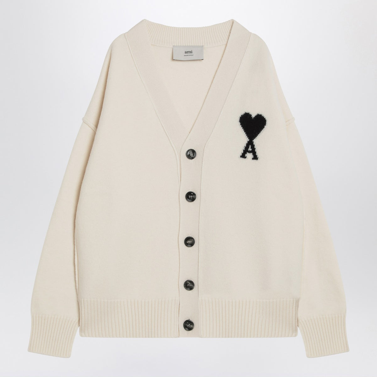 Ami Ami Paris Ami De Coeur White Wool Cardigan - Image 4