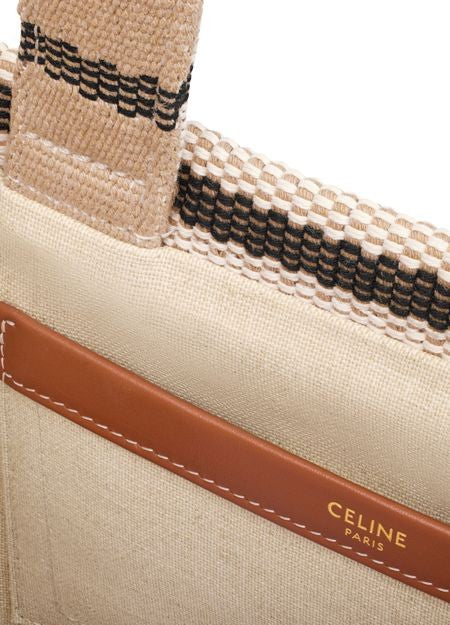 CELINE Small cabas Thais in striped textile with Triomphe - Image 4