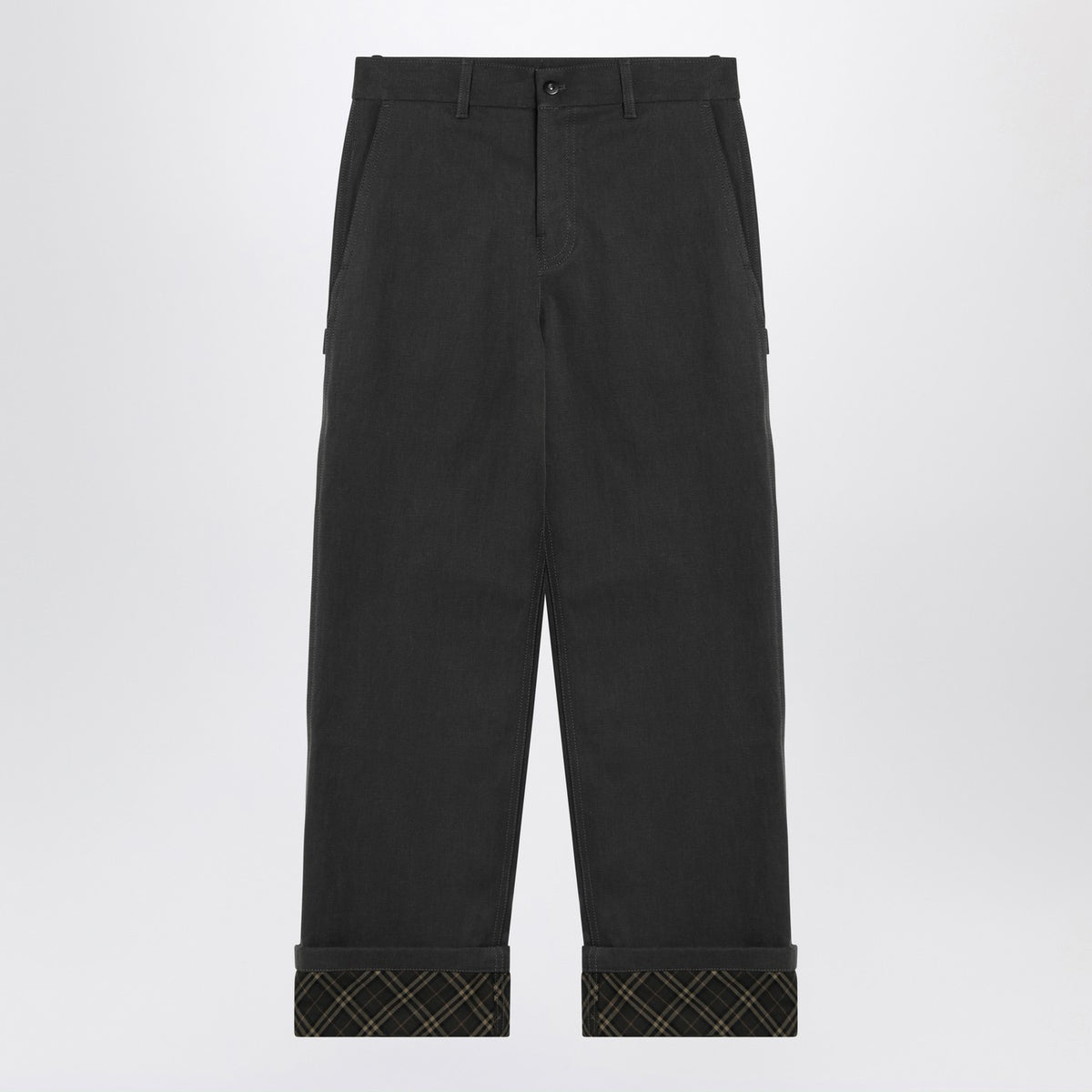 Burberry チェックパターンラペルを備えたバーバリーブラックのズボン - Image 4